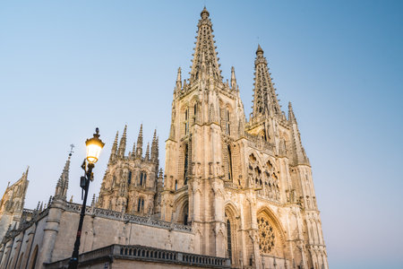 Sunset at the Cathedral of Burgos, Spain.の写真素材
