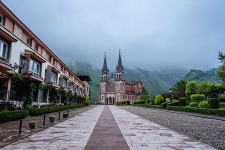 Basilica de Santa Maria la Real de Covadonga, Asturias, Spain.の写真素材