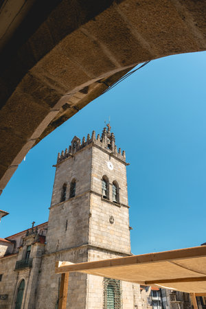 Largo de Donaes, old historic place in guimaraes, Portugal.の写真素材