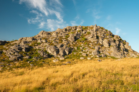 Sunset at the mountains in Albergaria da Serra, Portugal.の写真素材