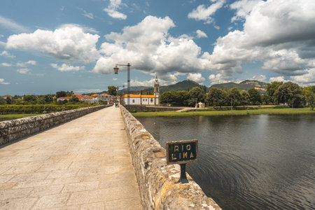 The Roman bridge at Ponte de Lima, Portugal. July 20, 2023.のeditorial素材