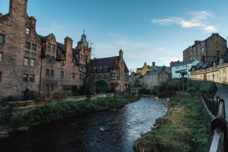 Dean Village, beautiful historic village in Edinburgh, Scotland.の写真素材