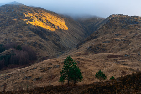 Beautiful mountain landscape in the morning light. Scotland, UK.の写真素材