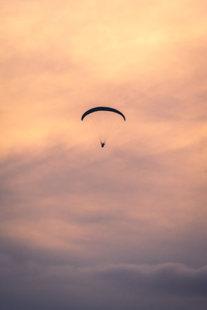 Paragliding in the sky of Sao Vicente, Brazil.