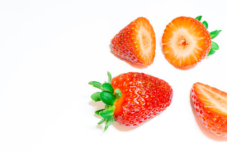 Strawberry isolated on white background. Fresh fruits. Healthy food.の写真素材