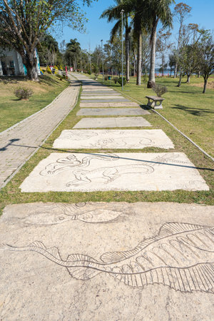 Ribeirao Pires, SP Brazil. August 29, 2024. Beautiful Bridge and pond in the Oriental Park. Milton Marinho De Moraes.のeditorial素材