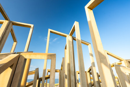 Artwork at the beach of the Maasvlakte, Rotterdam, The Netherlands.の写真素材