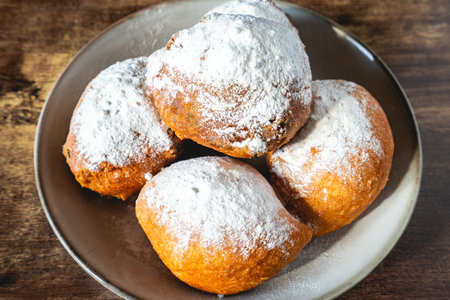Oliebollen, A typical Dutch snack for winter and New year's eve.の写真素材