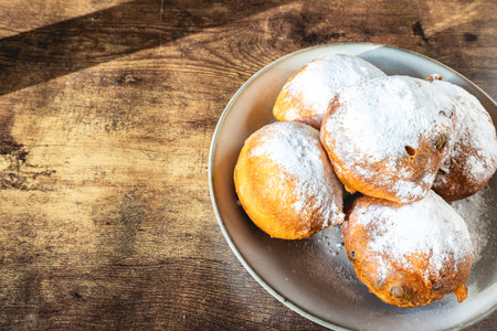 Oliebollen, A typical Dutch snack for winter and New year's eve.の写真素材