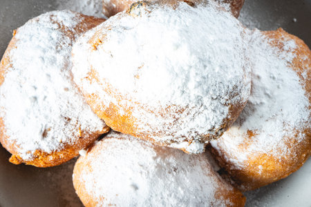 Oliebollen, A typical Dutch snack for winter and New year's eve.の写真素材