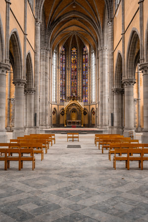 Inside an Old church somewhere in Belgium.の写真素材