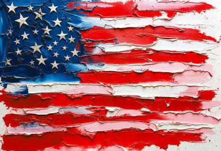 Background with the American flag making with paint.の素材