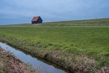 Old barn in the countryside of Wieringerwerf, The Netherlands.の写真素材