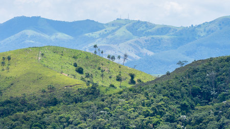 The Beautiful Green mountains of Cunha, in the countryside of Sao Paulo, Brazil.の写真素材
