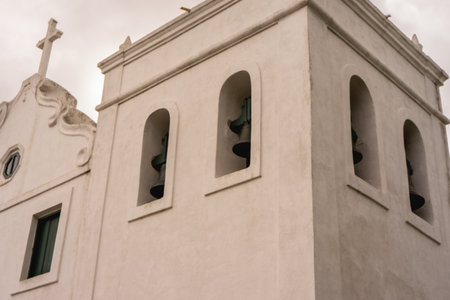 Santurio Diocesano Nossa Senhora. Old church on top of the Monte Serrat. Santos, Brazil.の写真素材