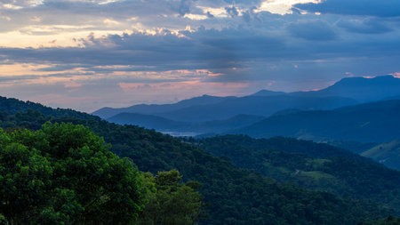 Sunset at the mountains of Paraty, Brazil.の写真素材