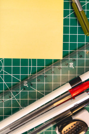 School supplies on a green background. Back To School background.