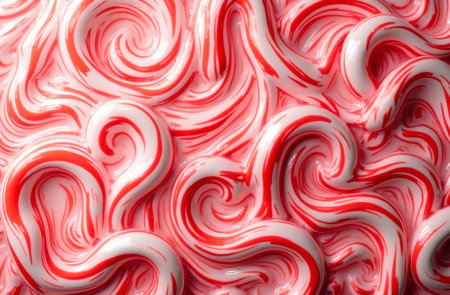 AI generated image of an abstract background. Red and white swirls. Christmas background.の素材