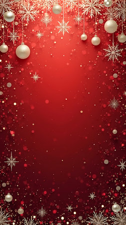 AI generated Abstract Christmas background, in silver and red.の素材