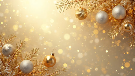 AI generated Abstract Christmas background, in gold and silver.の素材