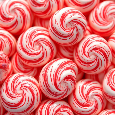 AI generated image of an abstract background. Red and white swirls. Christmas background.の素材