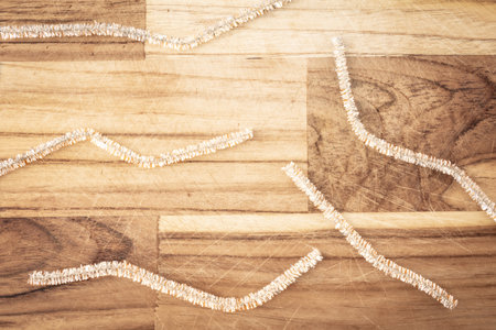 Christmas decoration laid out on a wooden background. Top view. Christmas.