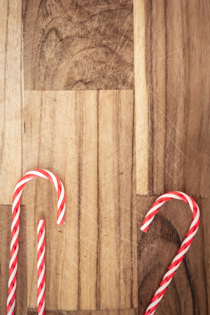 Christmas decoration laid out on a wooden background. Top view. Christmas.の写真素材