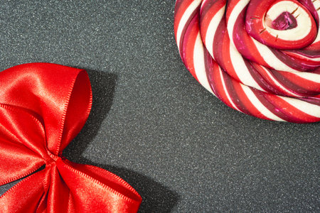 Christmas decoration on a gray background. Christmas overlay, background.の写真素材