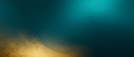 Textured turquoise and golden gradient background. Background for Christmas or New year overlay. AI generated images.の素材