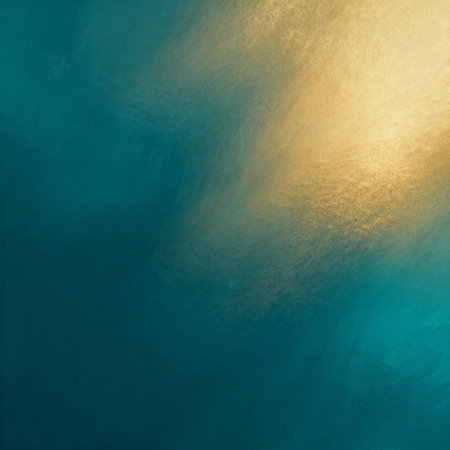 Textured turquoise and golden gradient background. Background for Christmas or New year overlay. AI generated images.の素材