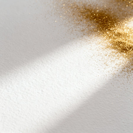 AI generated images. A structured white background, with golden glitter and light. Background for Christmas or New Year.の素材