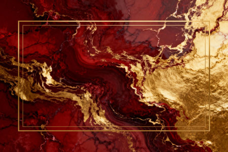 A marble background with Red and gold. Background for Christmas. AI generated.の素材