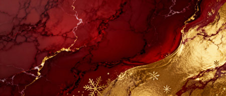 A marble background with Red and gold. Background for Christmas. AI generated.の素材