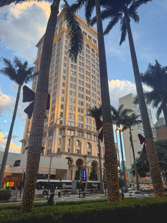 Modern buildings at sunset at Faria Lima in SÃ£o Paulo, Brazil. November 8, 2025.のeditorial素材