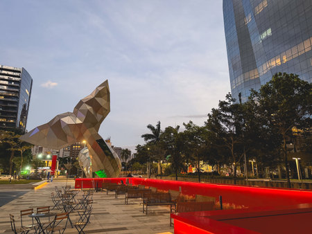 Modern buildings at sunset at Faria Lima in SÃ£o Paulo, Brazil. November 8, 2025.のeditorial素材