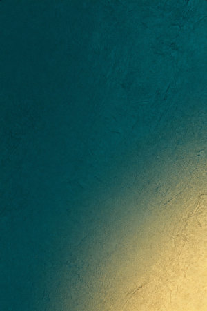 Textured turquoise and golden gradient background. Background for Christmas or New year overlay. AI generated images.の素材