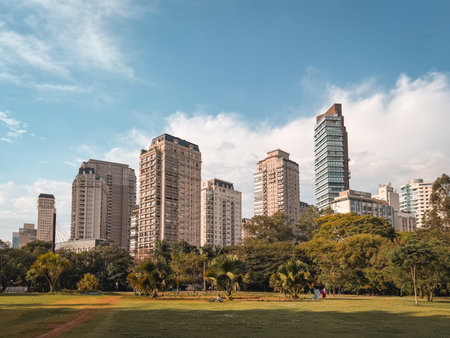 Pargue do Novo In Pinheiros, with the skyline in the background. Sao Paulo, Brazil. November 22, 2025.のeditorial素材