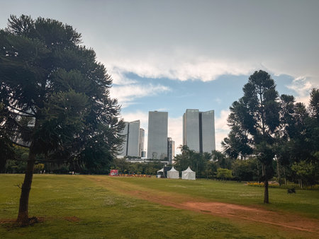 Pargue do Novo In Pinheiros, with the skyline in the background. Sao Paulo, Brazil. November 22, 2025.のeditorial素材