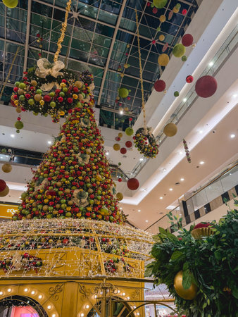 Christmas decoration in Analia Franco Shopping mall. Tatuape, Sao Paulo, Brazil. November 28, 2025.のeditorial素材