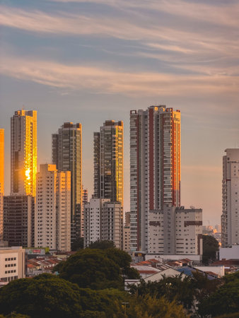 Skyline of Tatuape during sunset. Sao Paulo, Brazil. November 28, 2025.のeditorial素材