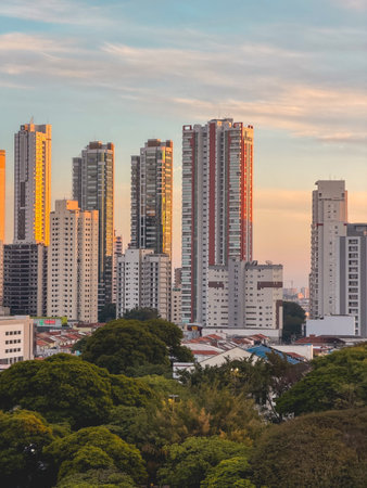 Skyline of Tatuape during sunset. Sao Paulo, Brazil. November 28, 2025.のeditorial素材