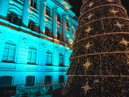 Curitiba PR Brazil. December 8, 2025. Christmas decoration, at the park in the center of Curitiba.のeditorial素材