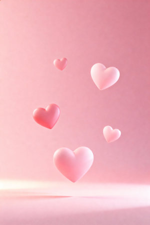 Roses on a abstract pink background. Valentines day. AI generated.の素材