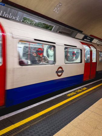February 10, 2026. The London Underground Metro station. London, England, UK.のeditorial素材