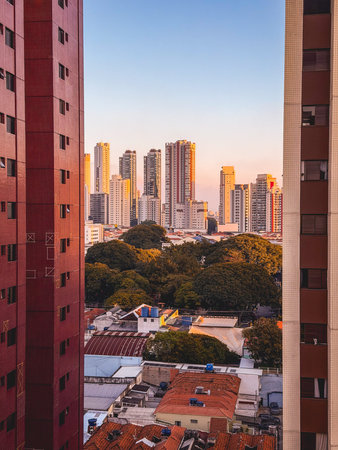 March 20, 2026. Sunset at the skyline of Sao Paulo. Tatuape, SP Brazil.