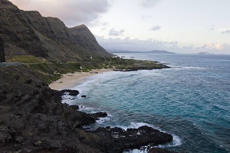 Rocky coastline of Oahuの写真素材