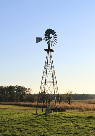 Farm windmill silhouetteの写真素材