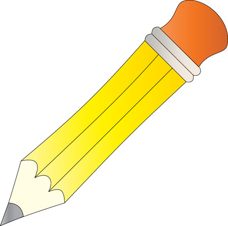 A yellow pencil with eraser at the backのイラスト素材