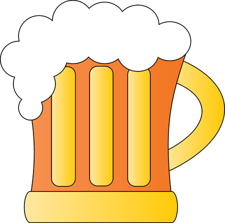 A glass full of beer with overflowing frothのイラスト素材
