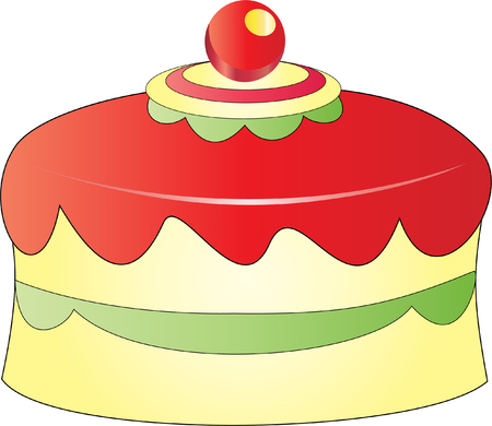 A cute cake with red toppings and cherryのイラスト素材